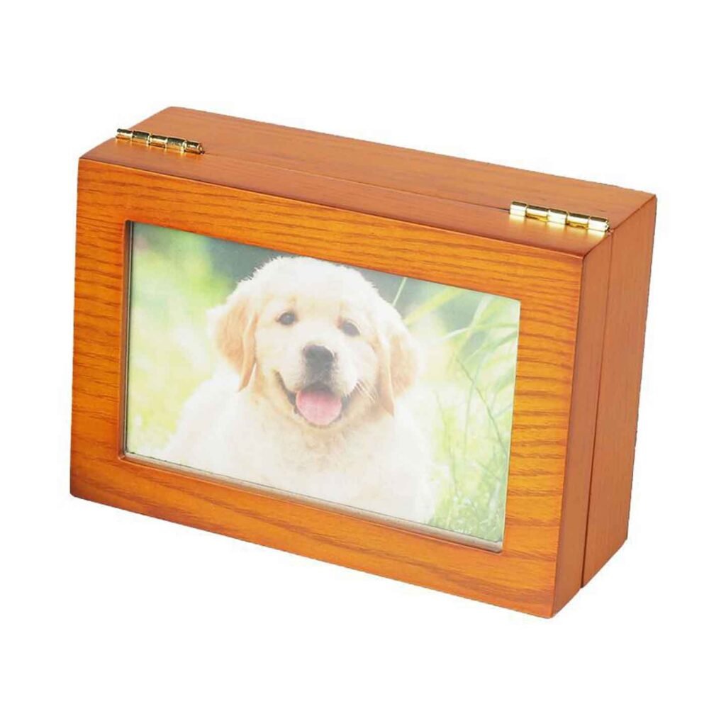 Personalized Wooden Pet Cremation Urn with Photo Frame