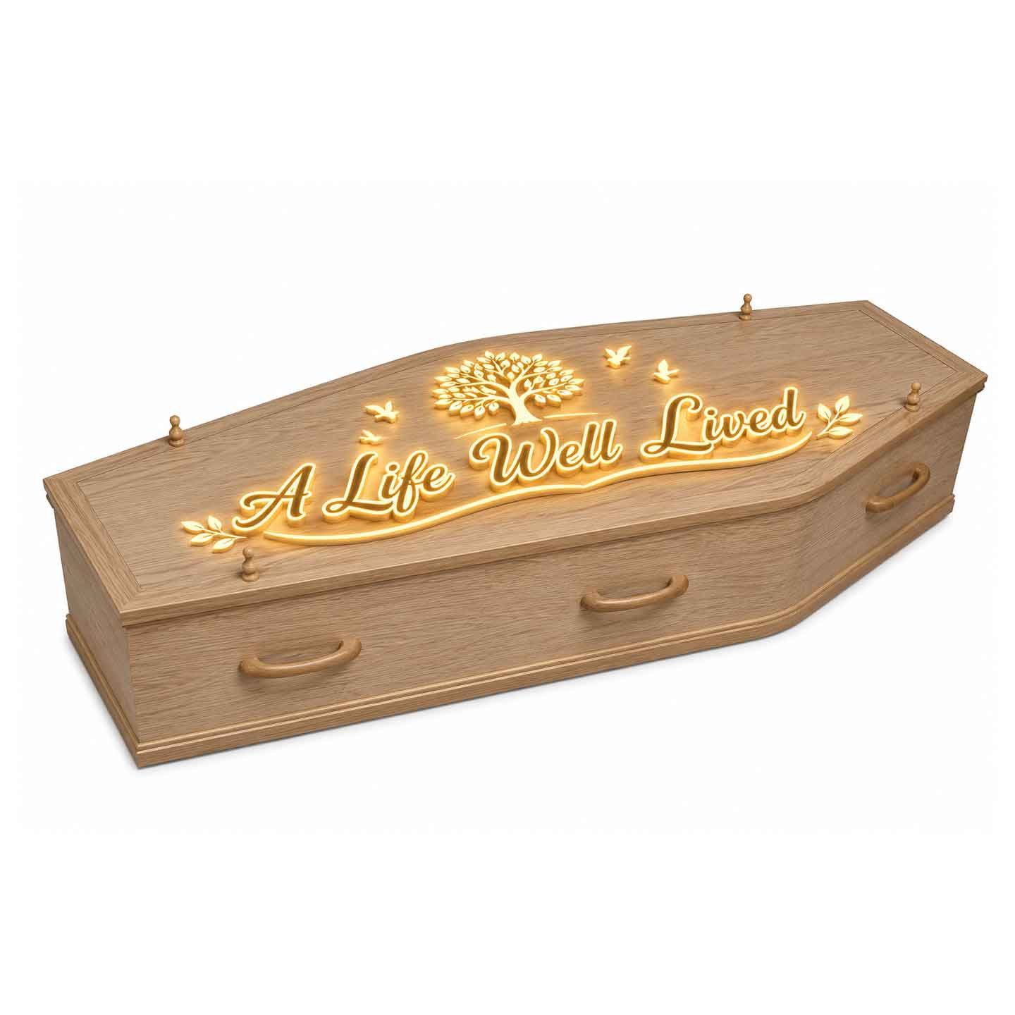 Custom LED Memorial Wood Coffin - 图片 2