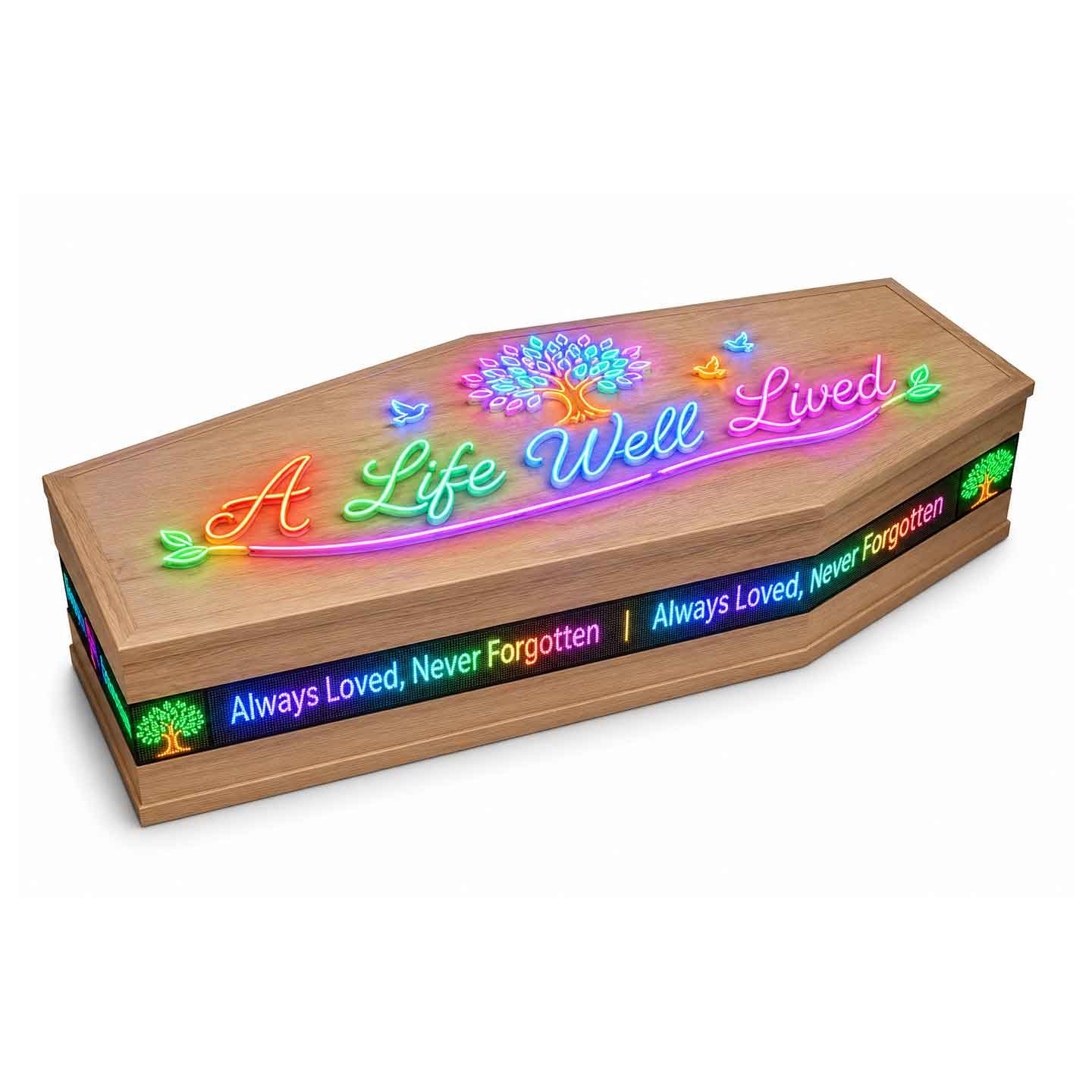 Custom LED Display Memorial Wood Coffin - 图片 2