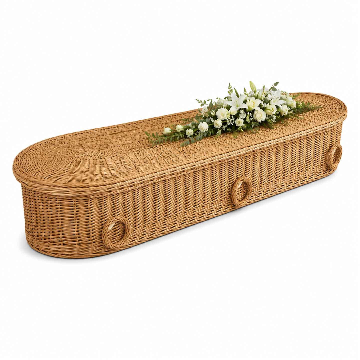 Natural Cross-Weave Wicker Coffin