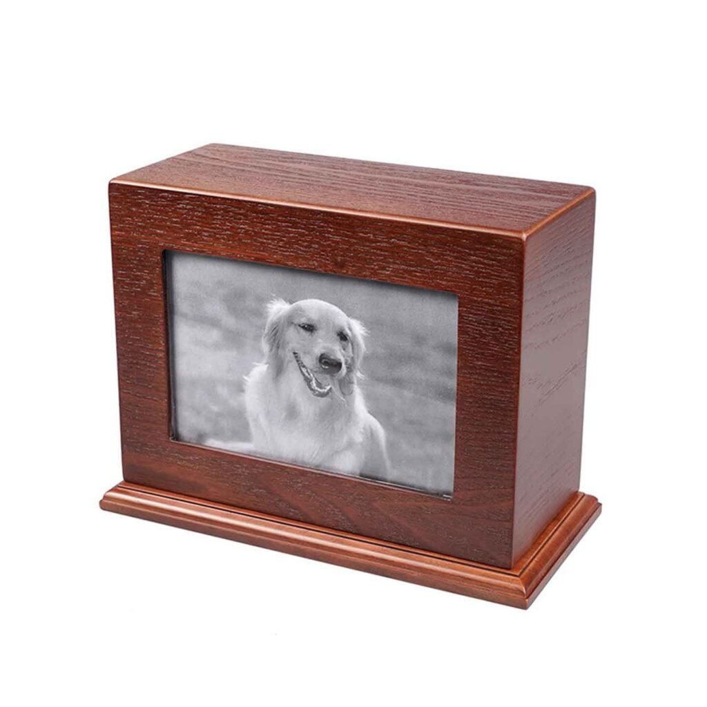 Personalized Wooden Pet Cremation Urn with Memorial Photo Frame