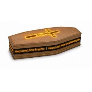 Custom LED Christian Memorial Wood Coffin