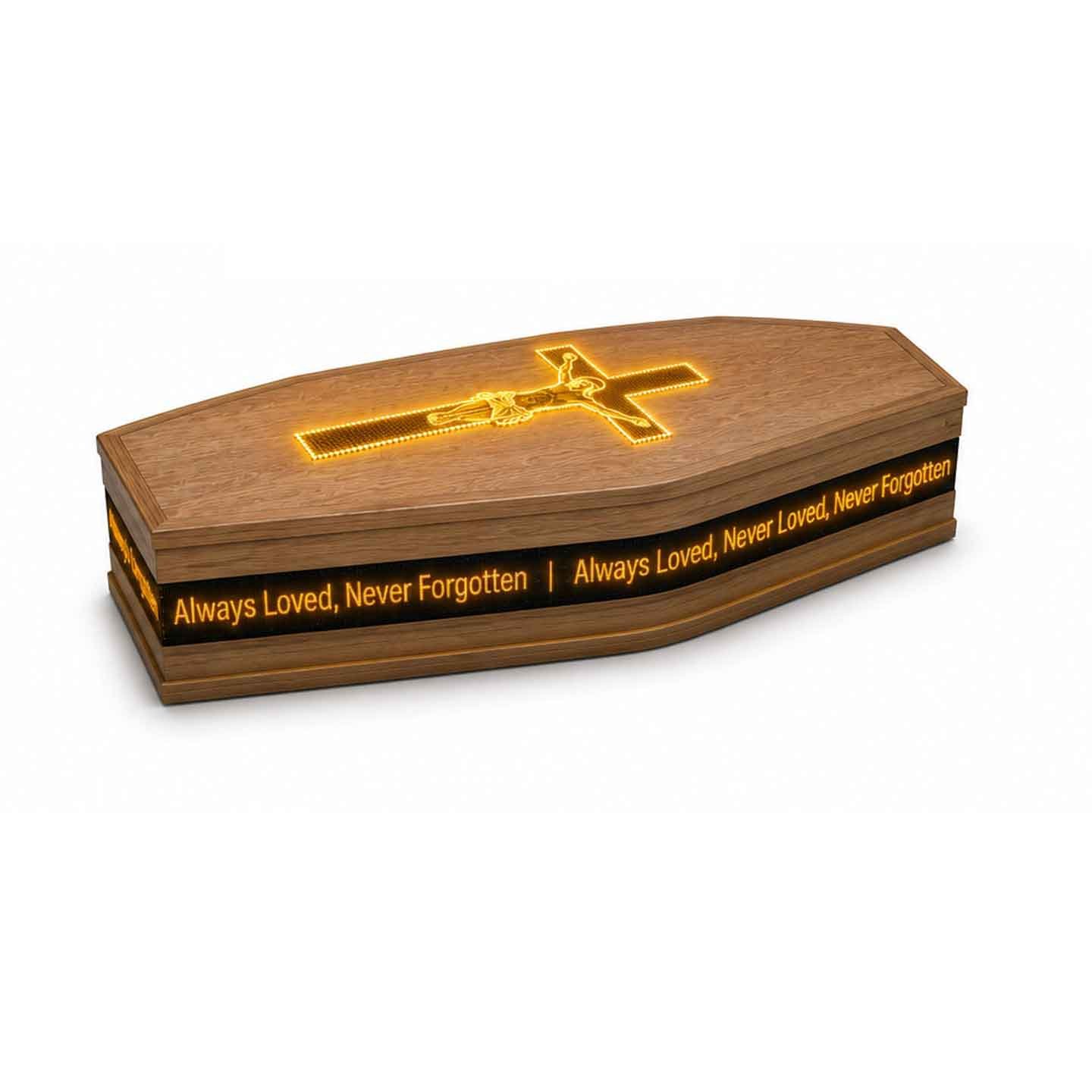 Custom LED Christian Memorial Wood Coffin - 图片 2