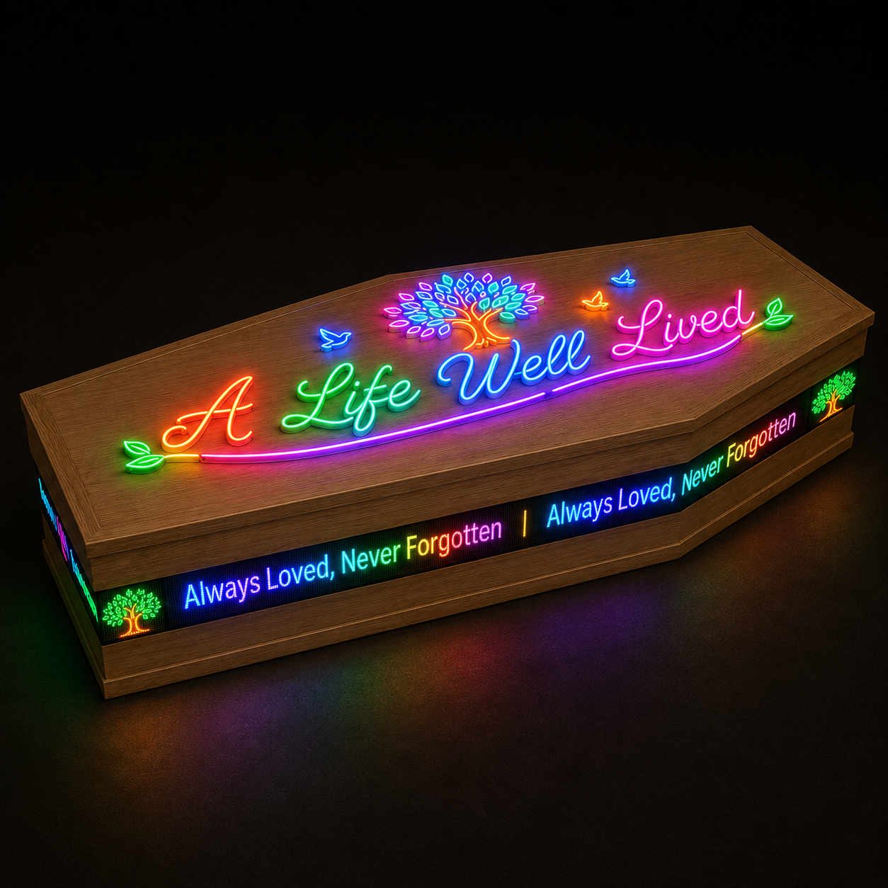 Custom LED Display Memorial Wood Coffin