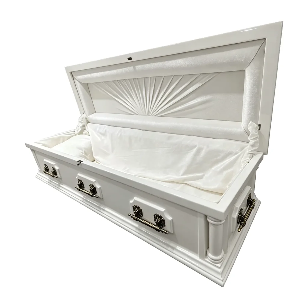American Style White Painted Wood Casket