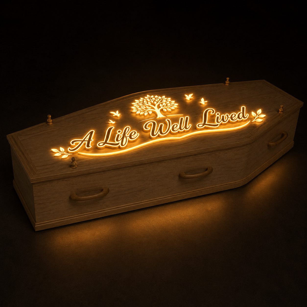 Custom LED Memorial Wood Coffin
